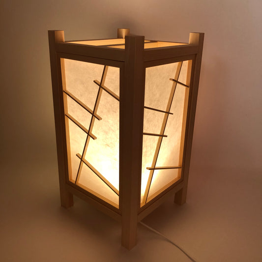 木製和風行灯「四季」SK-9　ヒノキ作り　LED照明　USB電源