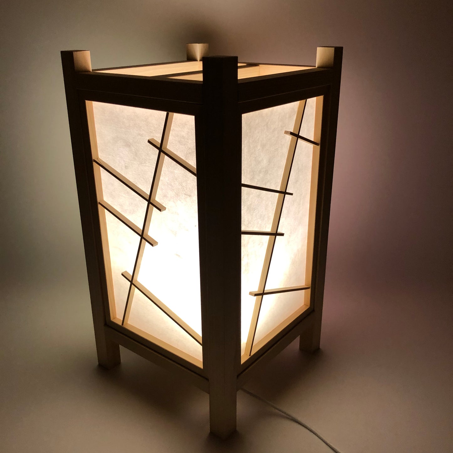 木製和風行灯「四季」SK-9　ヒノキ作り　LED照明　USB電源