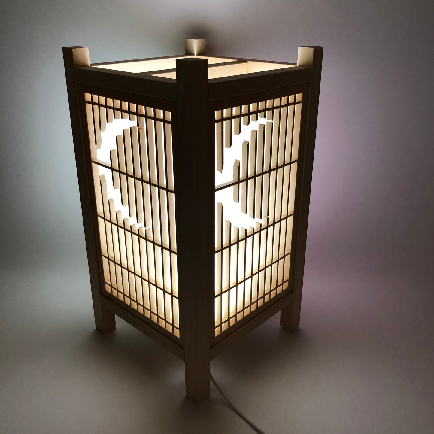 Wooden Japanese-style lantern "Four Seasons" SK-11 Made of cypress LED lighting USB power supply