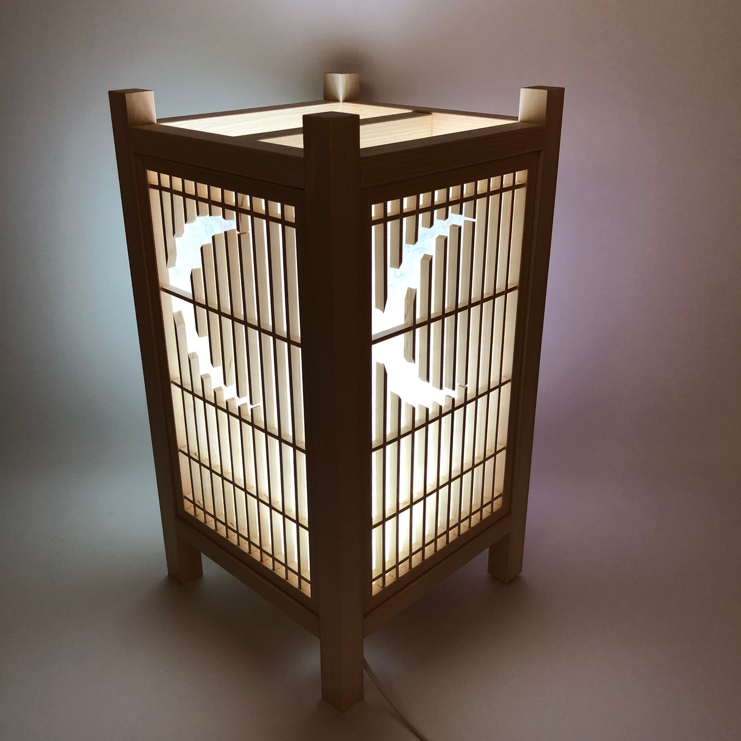 Wooden Japanese-style lantern "Four Seasons" SK-11 Made of cypress LED lighting USB power supply