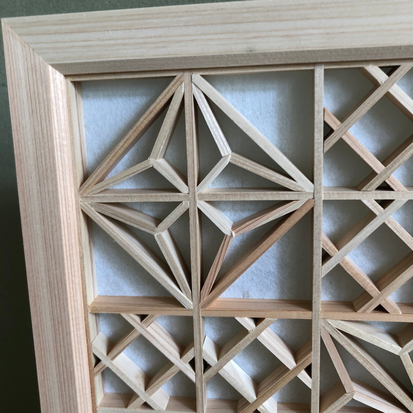 Kumiko work art panel M pattern 4 domestic cypress copy with dedicated stand