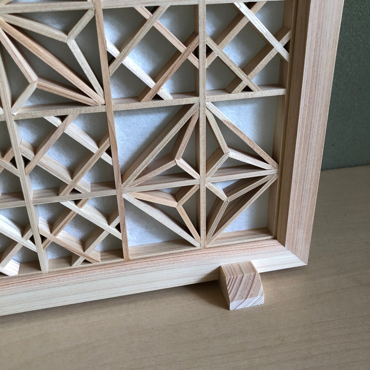 Kumiko work art panel M pattern 4 domestic cypress copy with dedicated stand