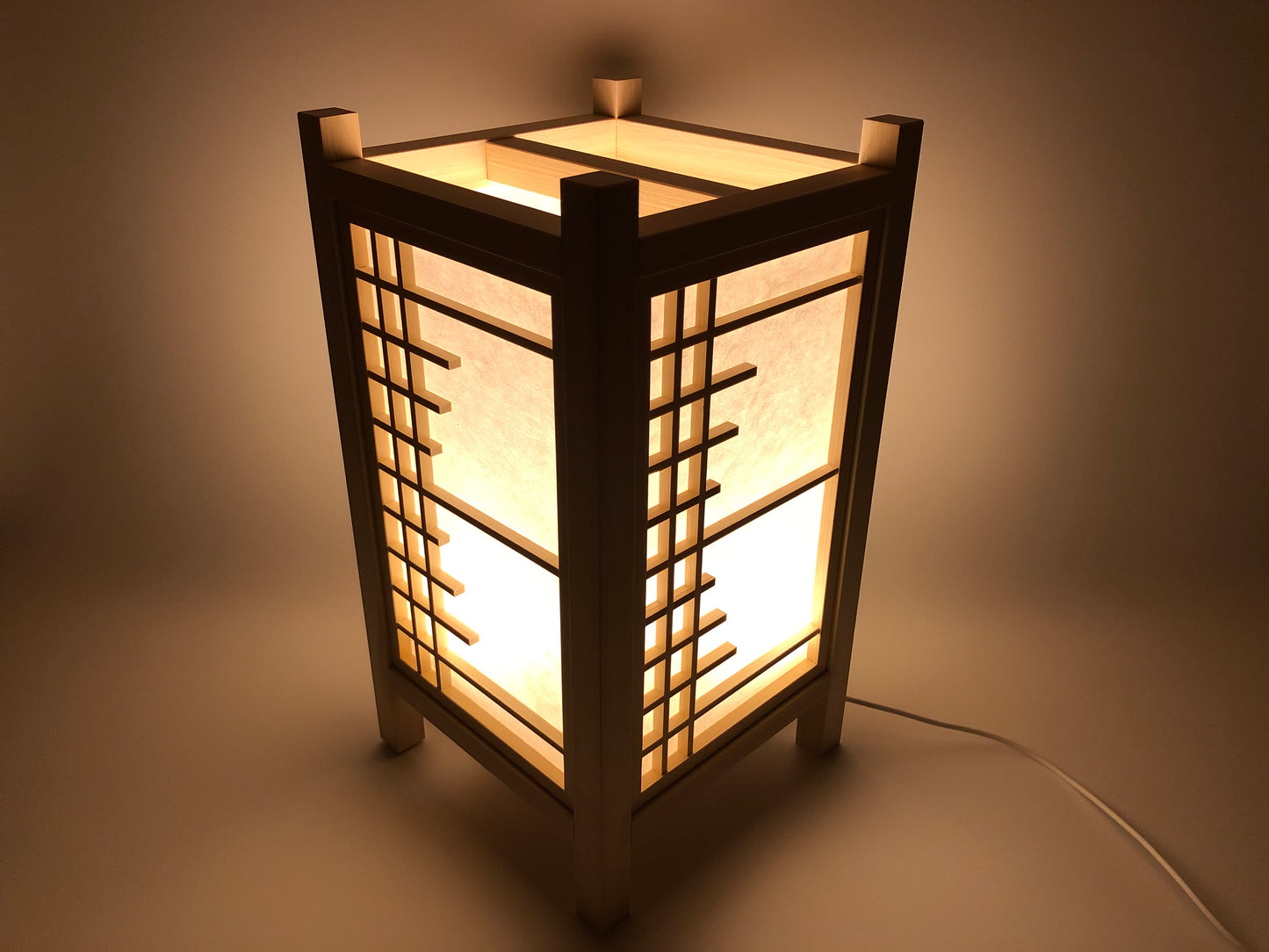 木製和風行灯「四季」SK-3　ヒノキ作り　LED照明　USB電源