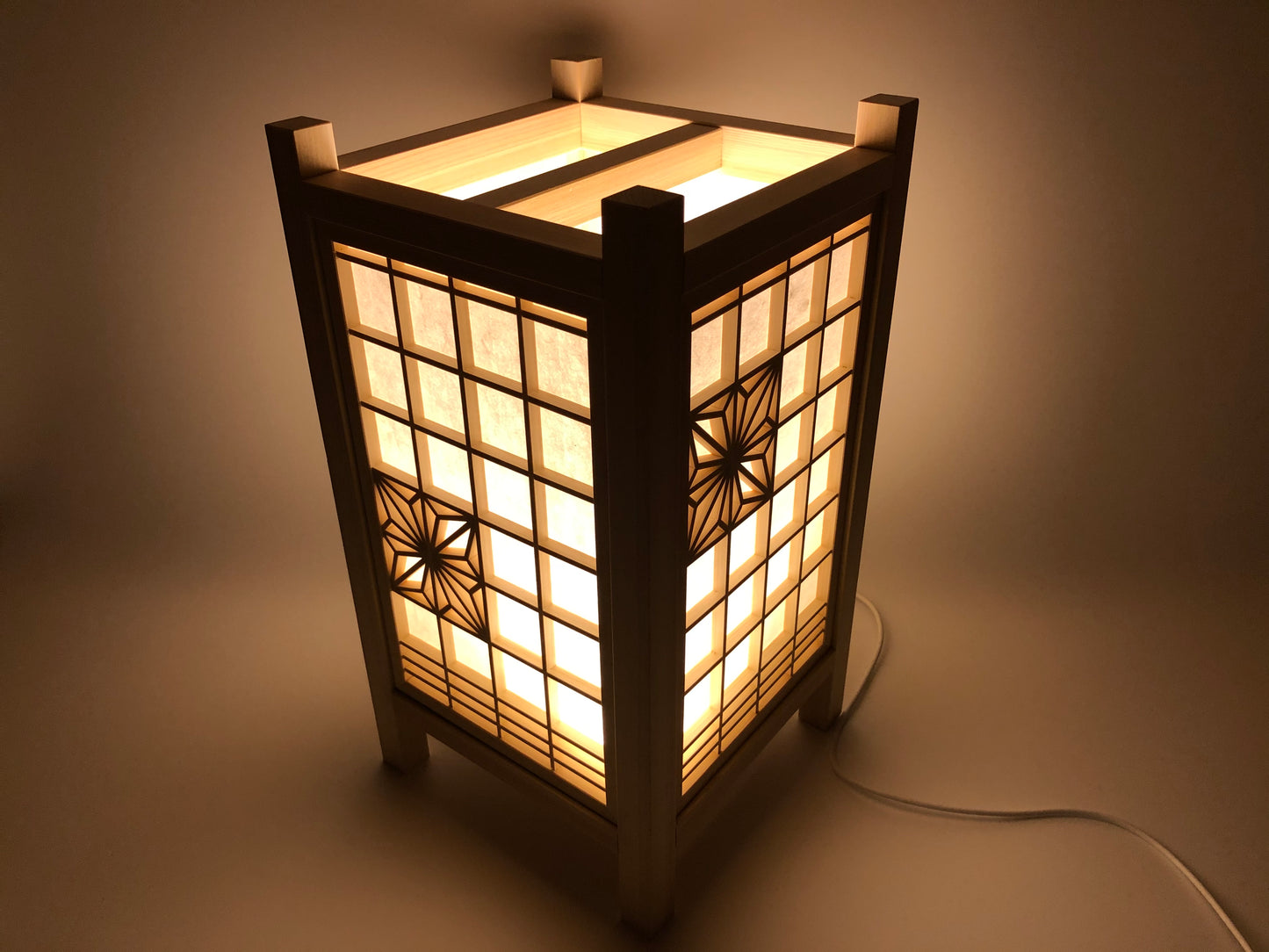 木製和風行灯「四季」SK-5　ヒノキ作り　LED照明　USB電源