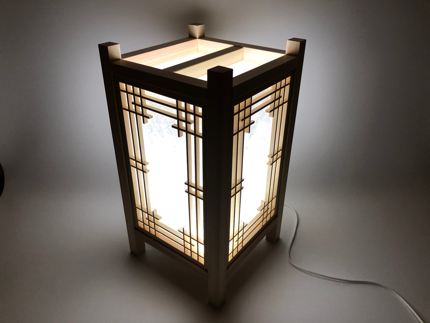 木製和風行灯「四季」SK-4　ヒノキ作り　LED照明　USB電源
