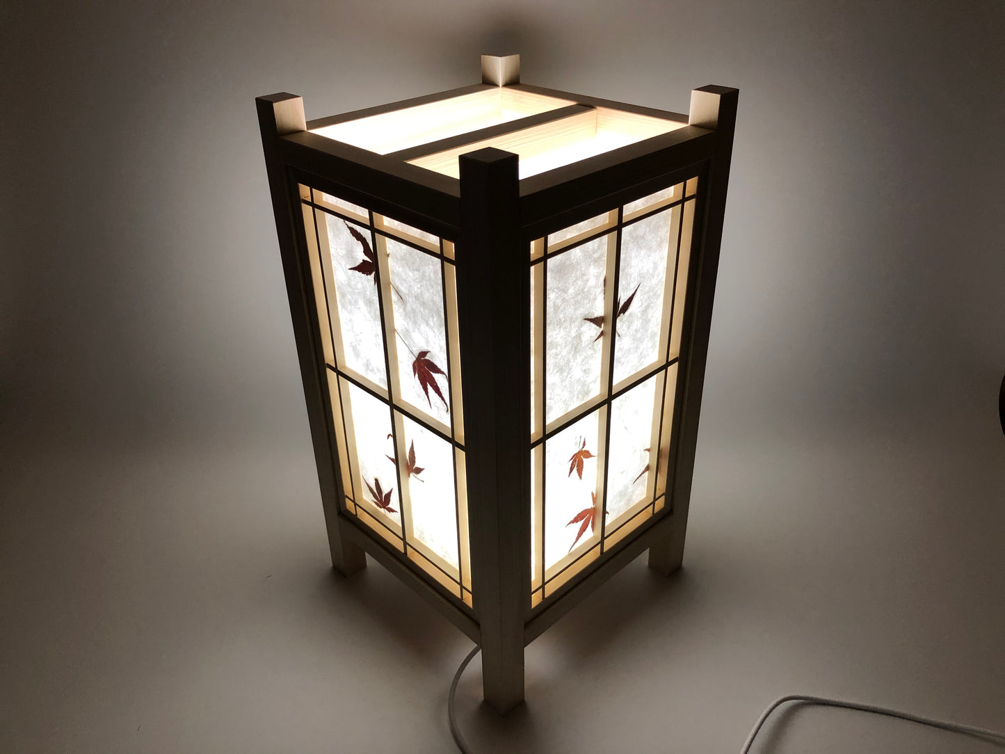 Wooden Japanese-style lantern "Four Seasons" SK-6 Made of cypress LED lighting USB power supply