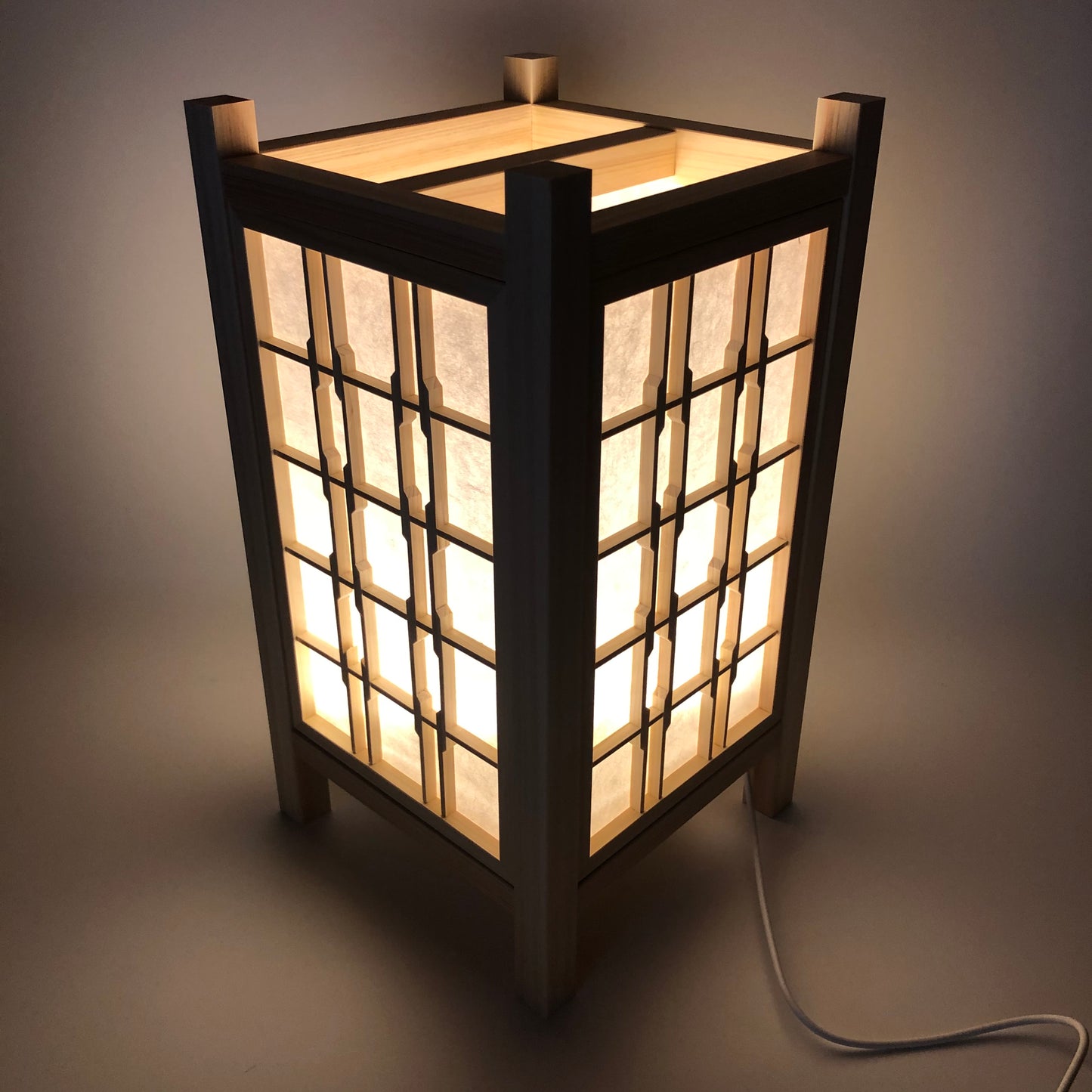 木製和風行灯「四季」SK-8　ヒノキ作り　LED照明　USB電源