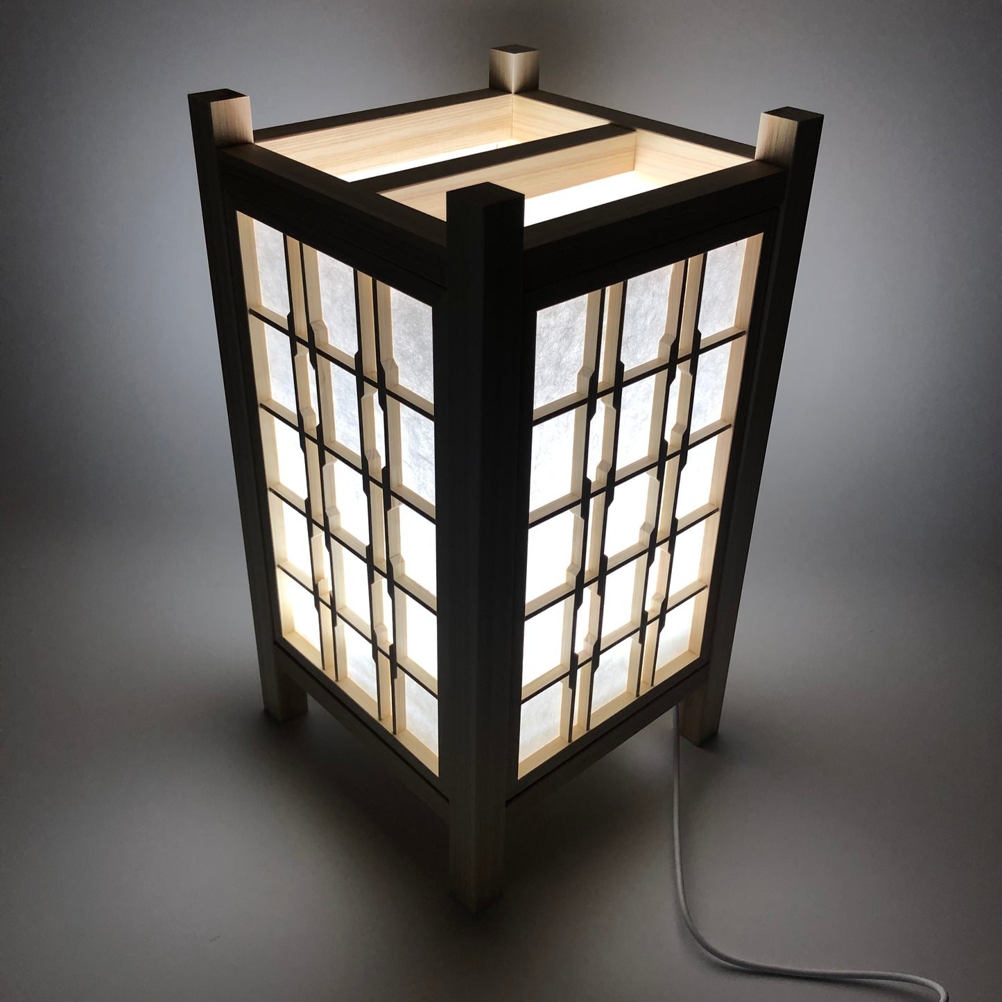 木製和風行灯「四季」SK-8　ヒノキ作り　LED照明　USB電源