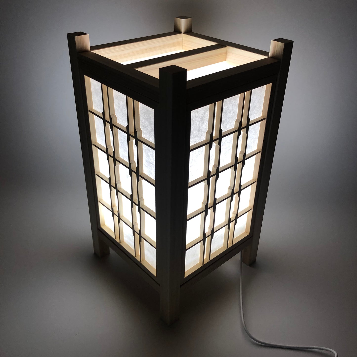 Wooden Japanese-style lantern "Four Seasons" SK-8 Made of cypress LED lighting USB power supply