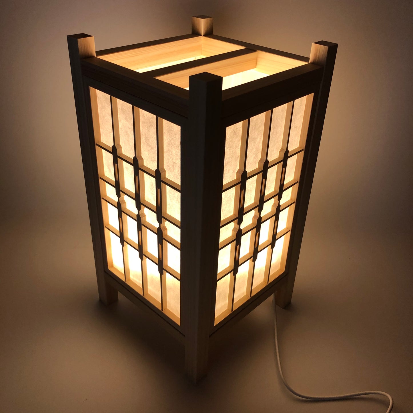 木製和風行灯「四季」SK-7　ヒノキ作り　LED照明　USB電源