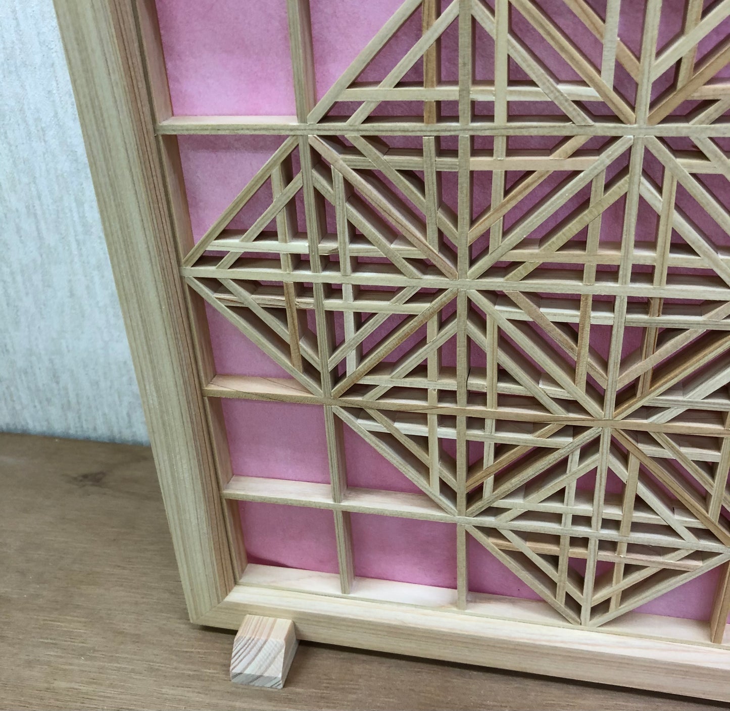 Kumiko work art panel M pattern 2 Japanese cypress with dedicated stand