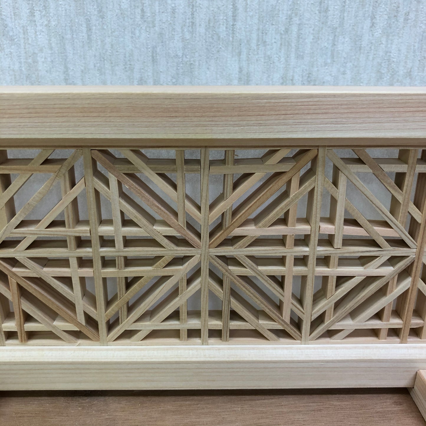 Kumiko work art panel SS pattern 3 domestic cypress with dedicated stand