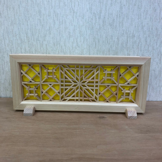 Kumiko work art panel SS pattern 5 Japanese cypress with dedicated stand