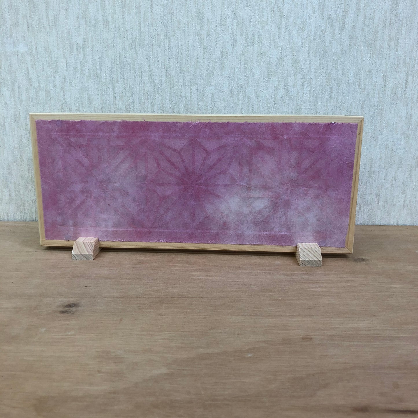 Kumiko work art panel SS pattern 1 Japanese cypress with dedicated stand